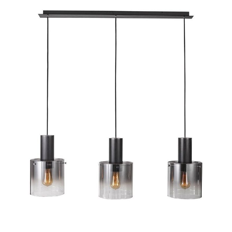 Henley Satin Black and Smoke Glass 3-Light Island Pendant