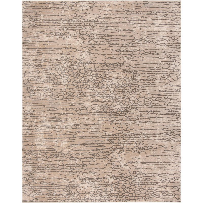 Abstract Meadow Chic 9' x 12' Beige Synthetic Area Rug