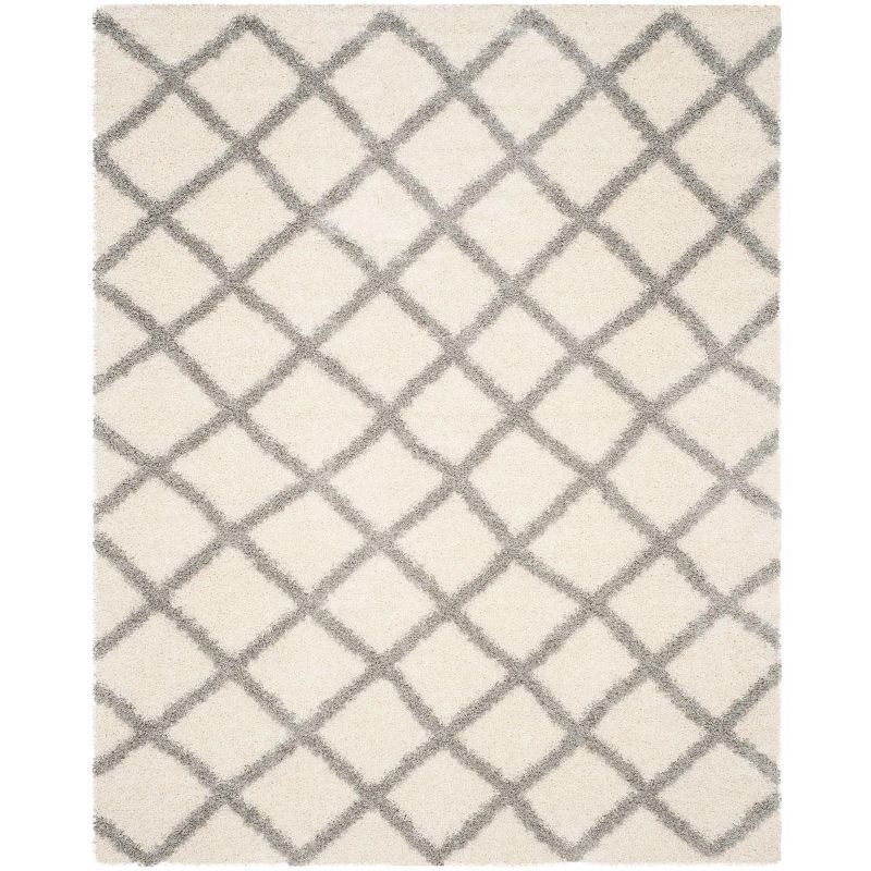 Ivory & Grey Diamond Shag Synthetic Area Rug, 8' x 10'