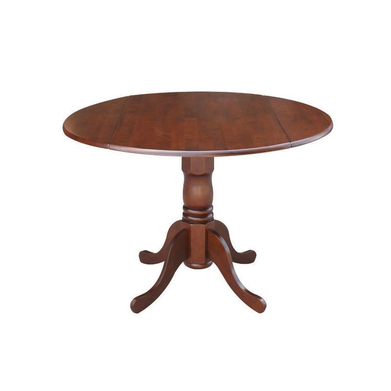 Cottage Charm Espresso 42" Round Wood Extendable Dining Table