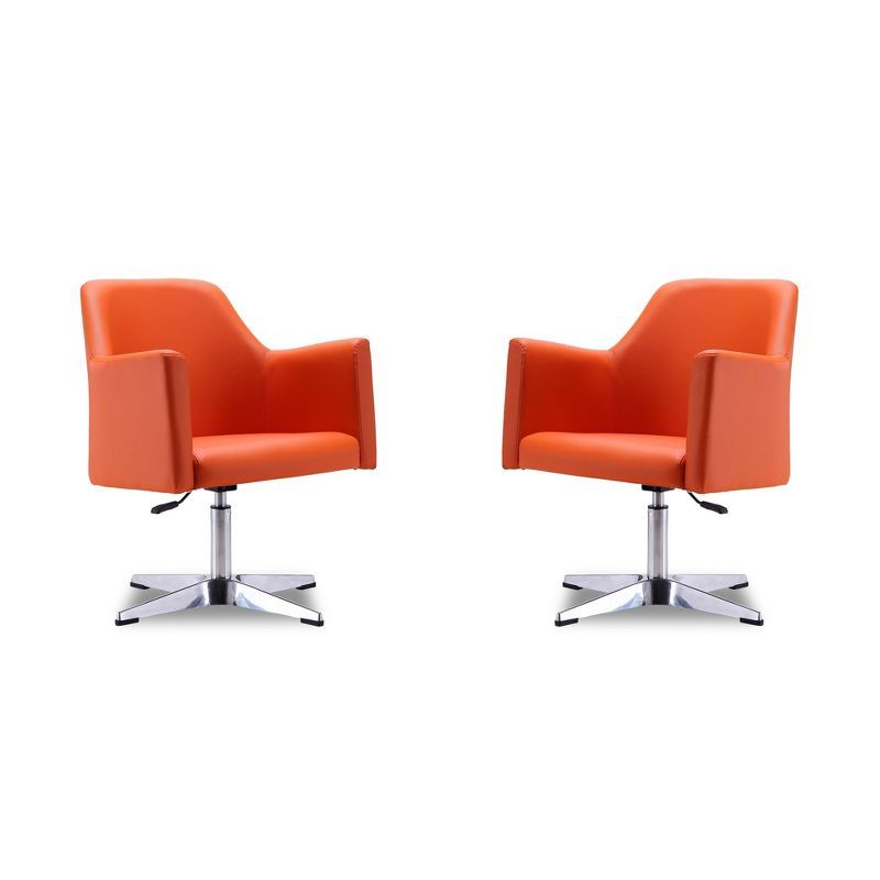 Pelo Orange Faux Leather Swivel Accent Chair Set