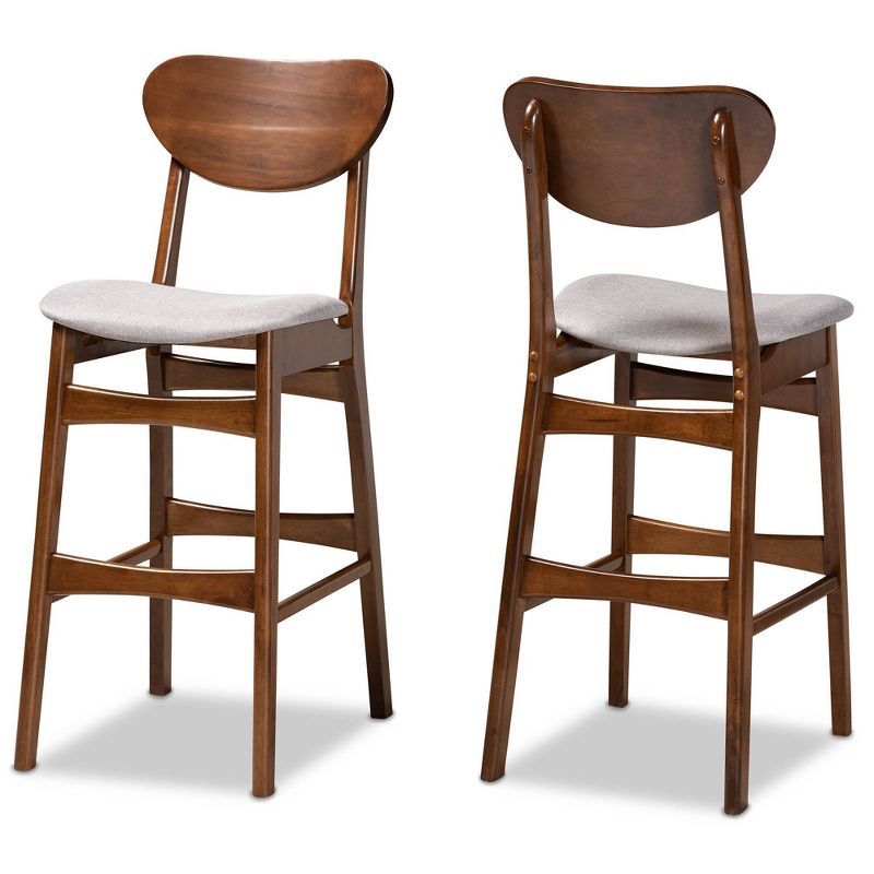 Katya Adjustable Gray Wood Bar Stool Set