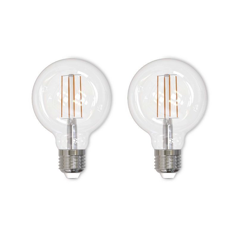 Set of 2 Clear G25 Dimmable LED Light Bulbs