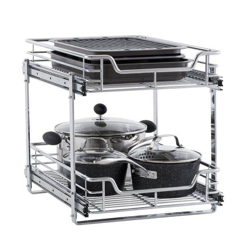Chrome Dual-Tier Pull-Out Cabinet Organizer