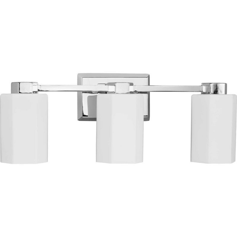 Estrada Polished Chrome 3-Light Vanity with Opal Glass Shades