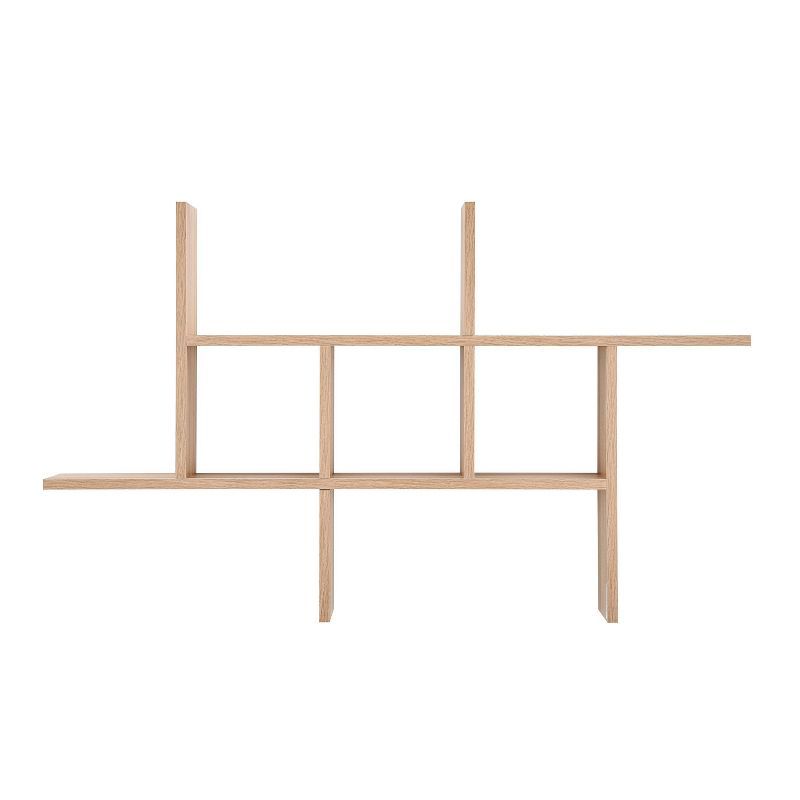 Chestnut Wood Floating Cantilever Cubby Wall Shelf