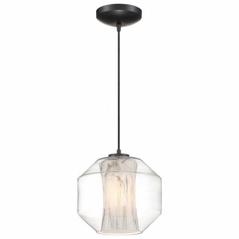 I-Biza Black LED Globe Pendant with White Marble Glass