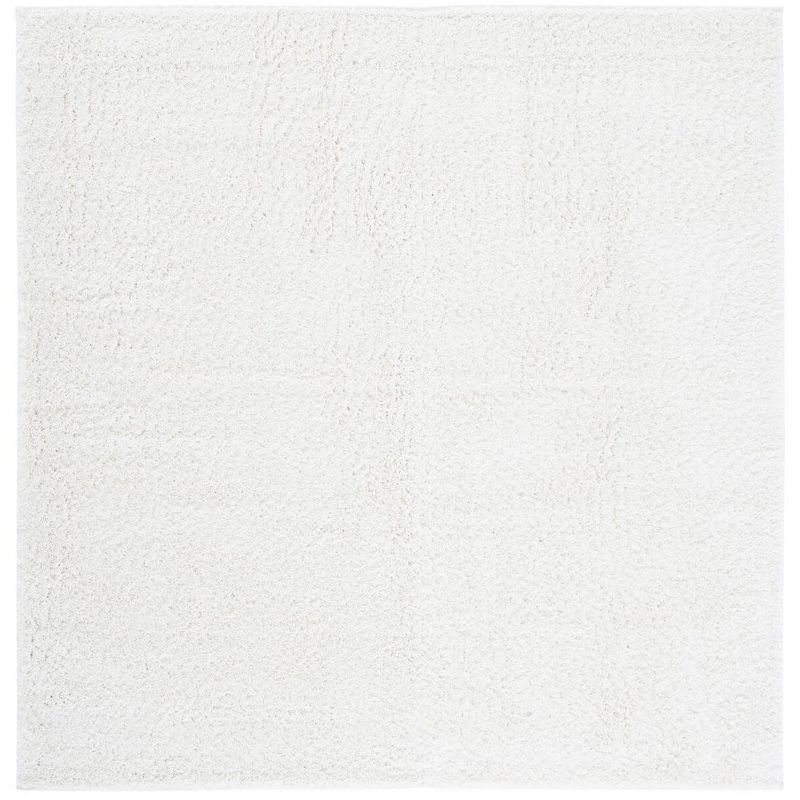 Luxe Ivory Shag 6'7" Square Synthetic Area Rug - Easy Care & Stain-Resistant