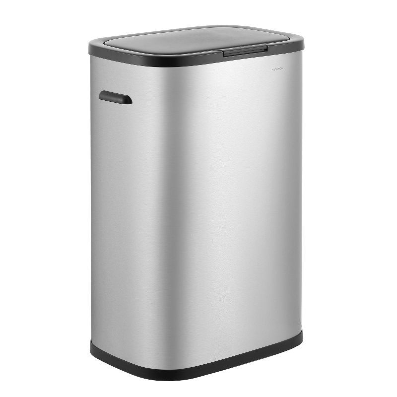 Platinum Silver 14.5-Gallon Fingerprint Resistant Metal Trash Can