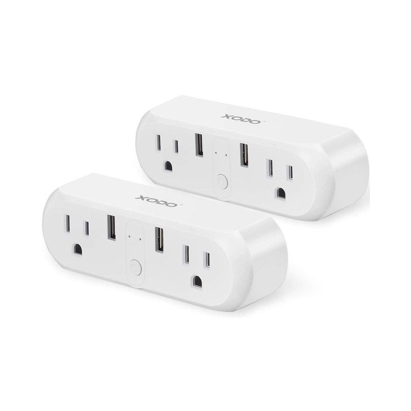 XODO Dual USB Wi-Fi Smart Plug Outlets, 2-Pack