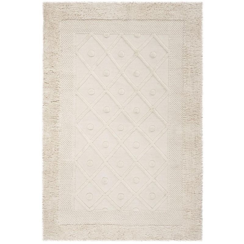 Ivory Hand-Knotted Wool and Cotton 2' x 3' Area Rug