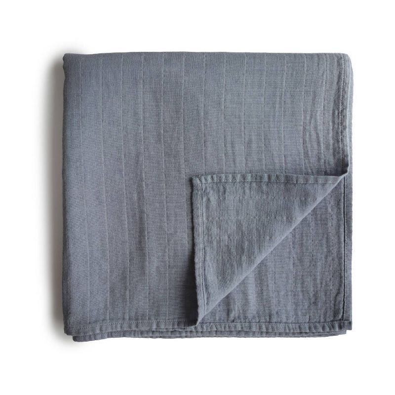 Tradewinds Gray Organic Cotton Muslin Baby Swaddle Blanket
