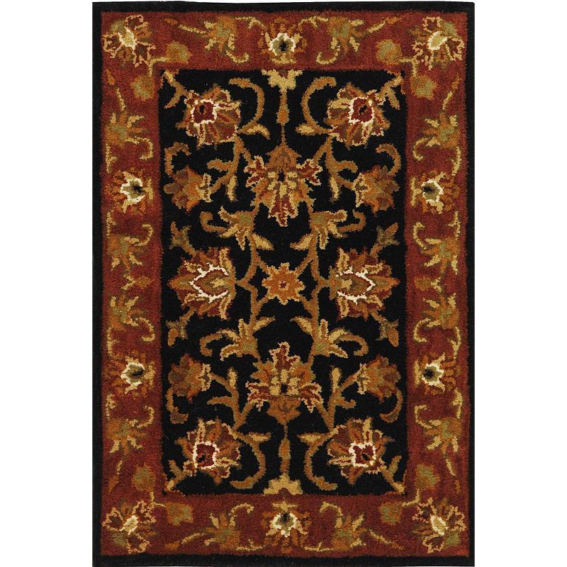 Heritage Black and Red Hand-Tufted Wool Area Rug 2' x 3'