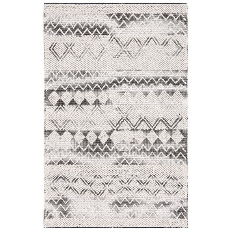 Black and Ivory Hand Tufted Wool 3' x 5' Area Rug