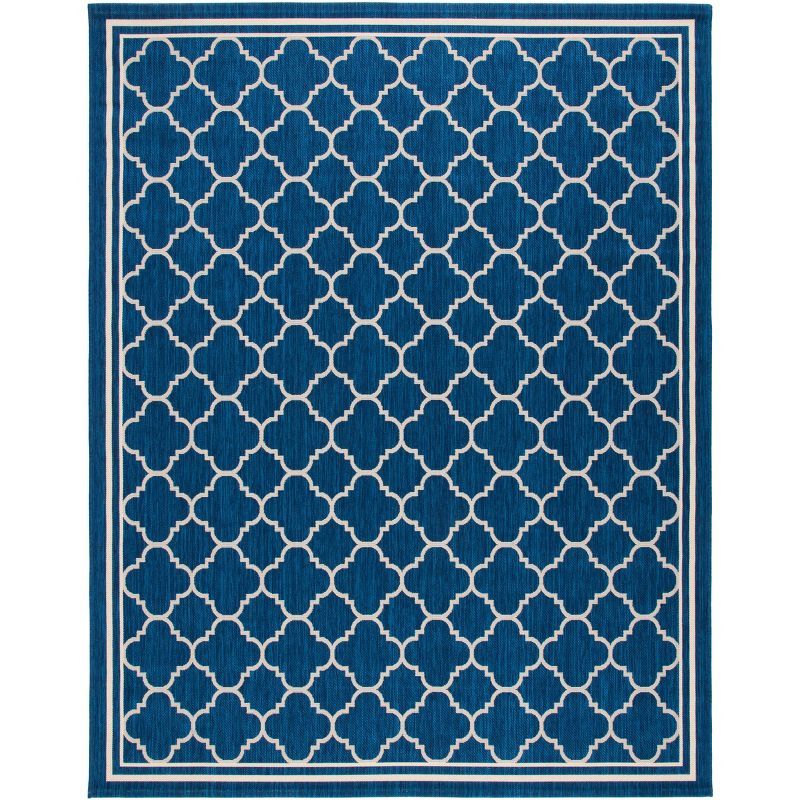 Courtyard 6'7" x 9'6" Blue Synthetic Flat Woven Round Rug