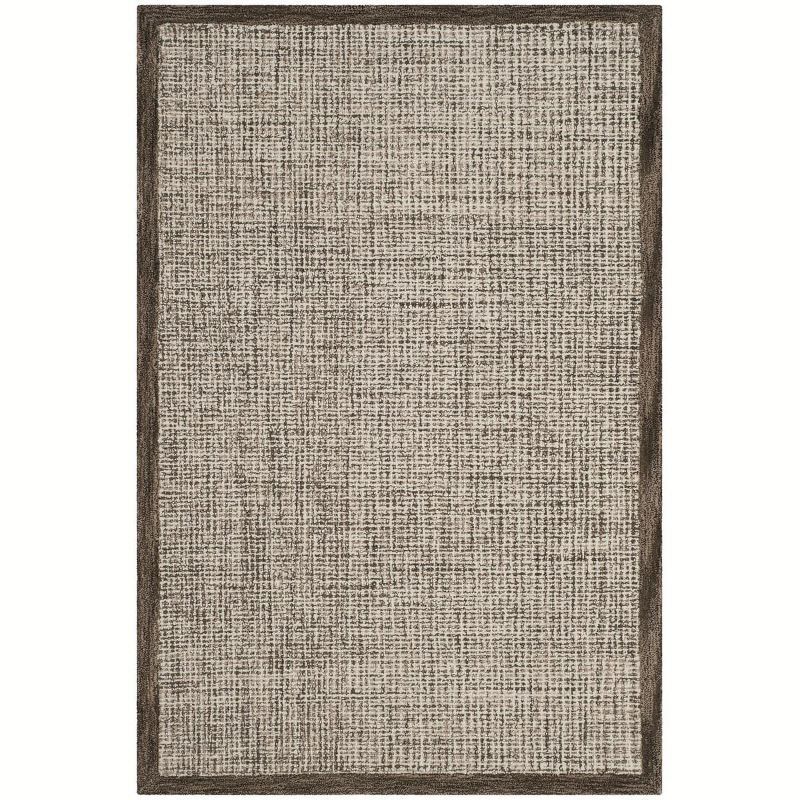 Ivory and Brown Abstract Tufted Wool 4' x 6' Area Rug