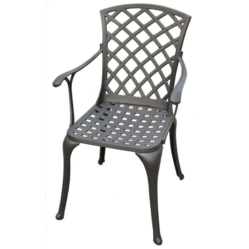 Black Aluminum Latticework Outdoor Accent Chair Set