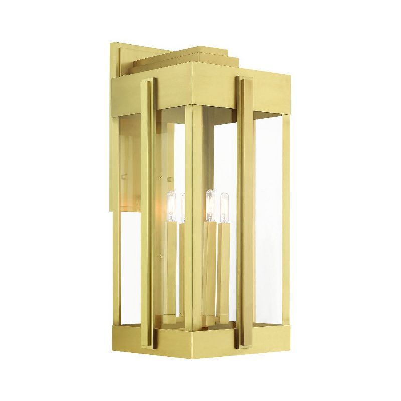 Natural Brass and Black 4-Light Outdoor Wall Lantern