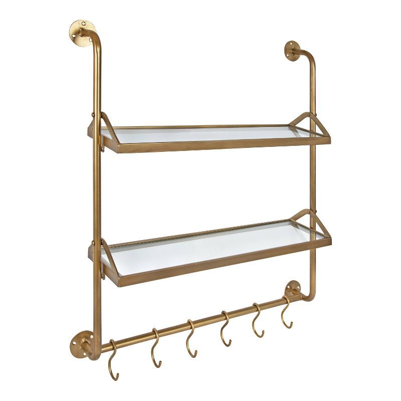 Marit Gold Luxe 28" Floating Wall Shelf with Glass Tiers