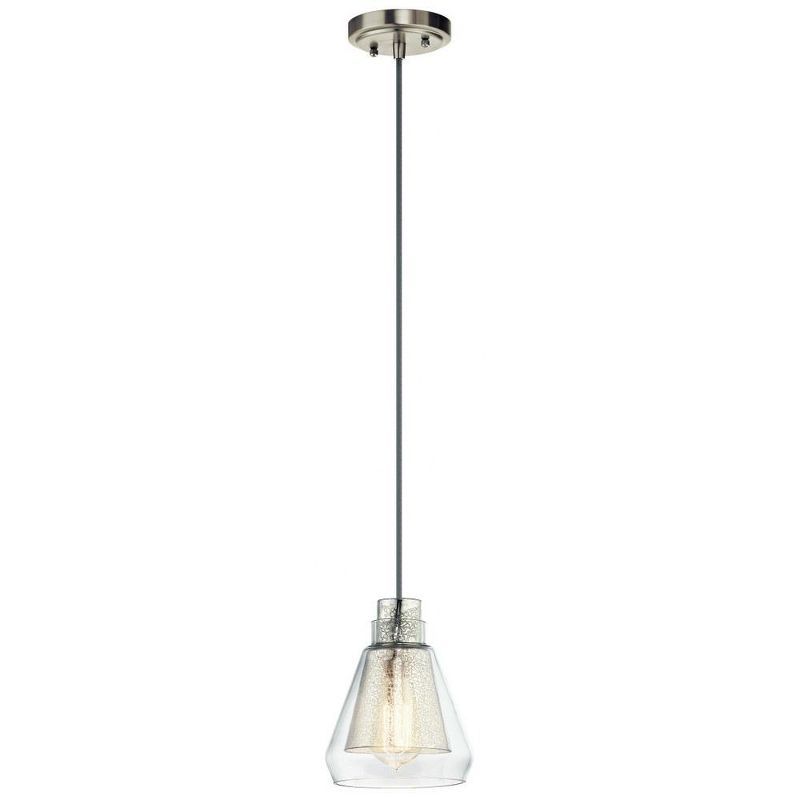 Evie 7.75" Brushed Nickel Mini Pendant with Clear Glass