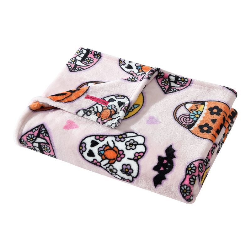 Retro Halloween Pink Ultra Soft Fleece 50x70 Throw Blanket