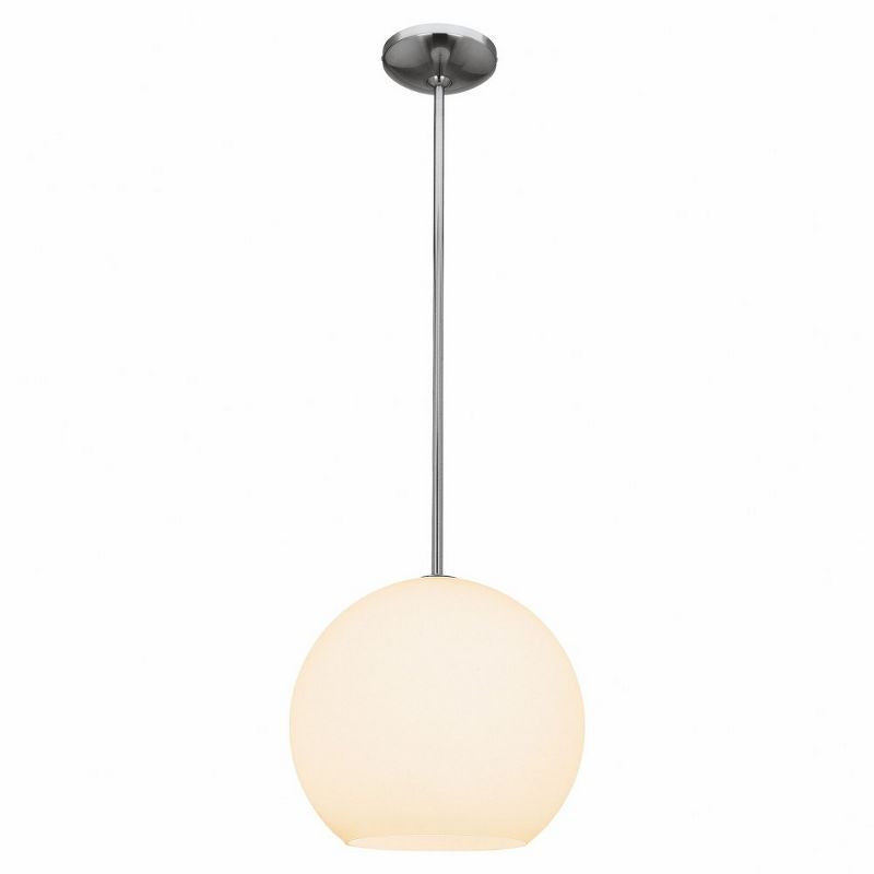 NitroGlow 10.5" Brushed Steel Globe Pendant with Opal Glass Shade