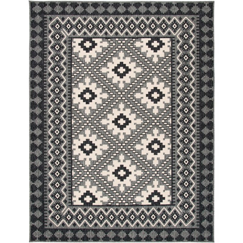 Charcoal and Ivory Easy-Care Synthetic Rectangular Area Rug