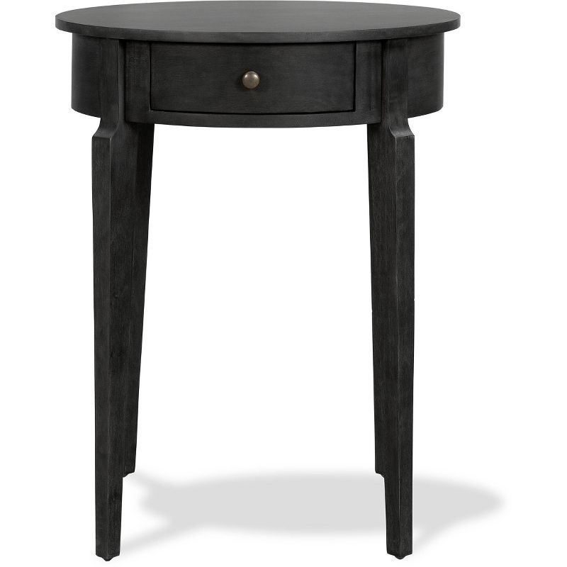 Elegant Charcoal Round Side Table with Storage Drawer