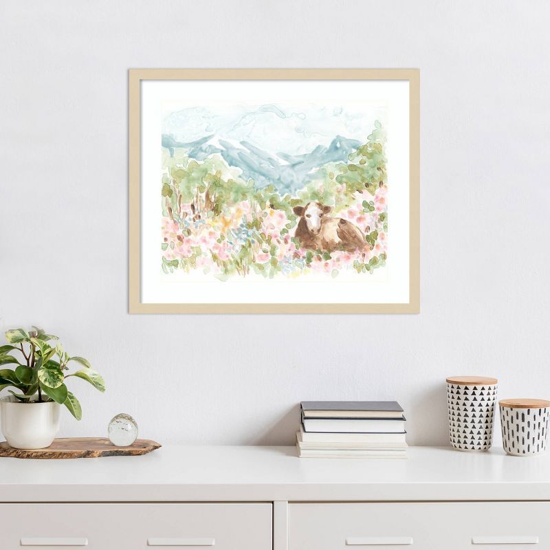 Cow Meadow V Svelte Natural Framed Wall Art Print