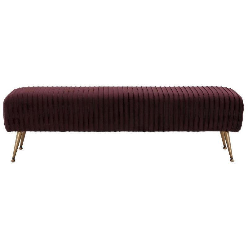 Giotto Cabernet Velvet Bench with Brass Legs