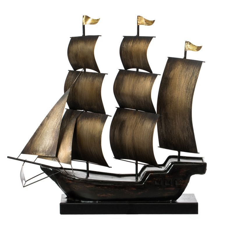 Nautical Metal Sailboat Centerpiece in Natural Finish