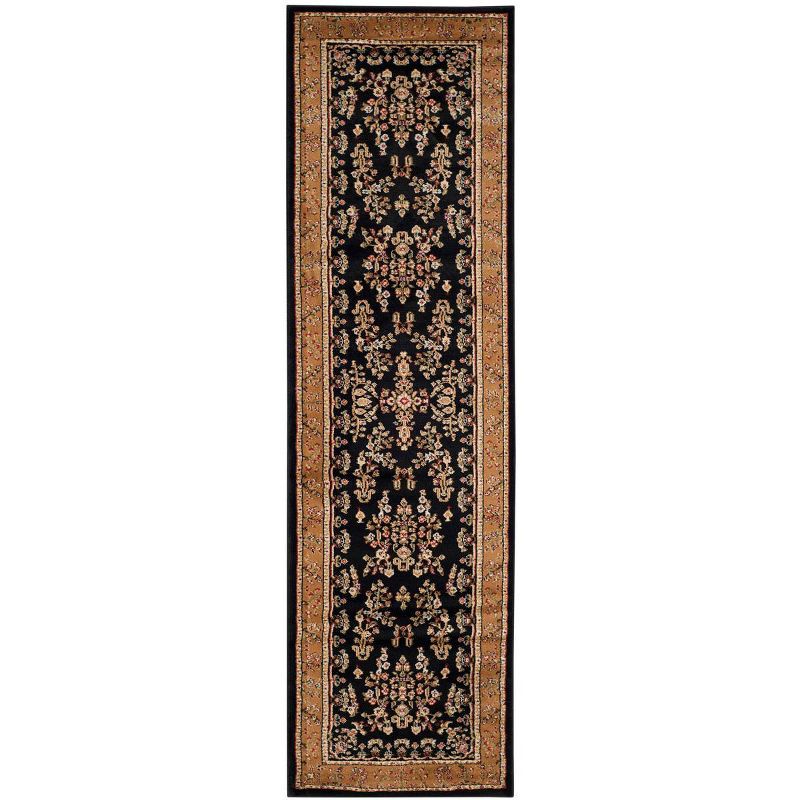 Black and Tan Floral Safavid Style Circular Area Rug