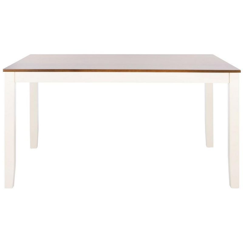 Silio 57" White and Natural Farmhouse Dining Table