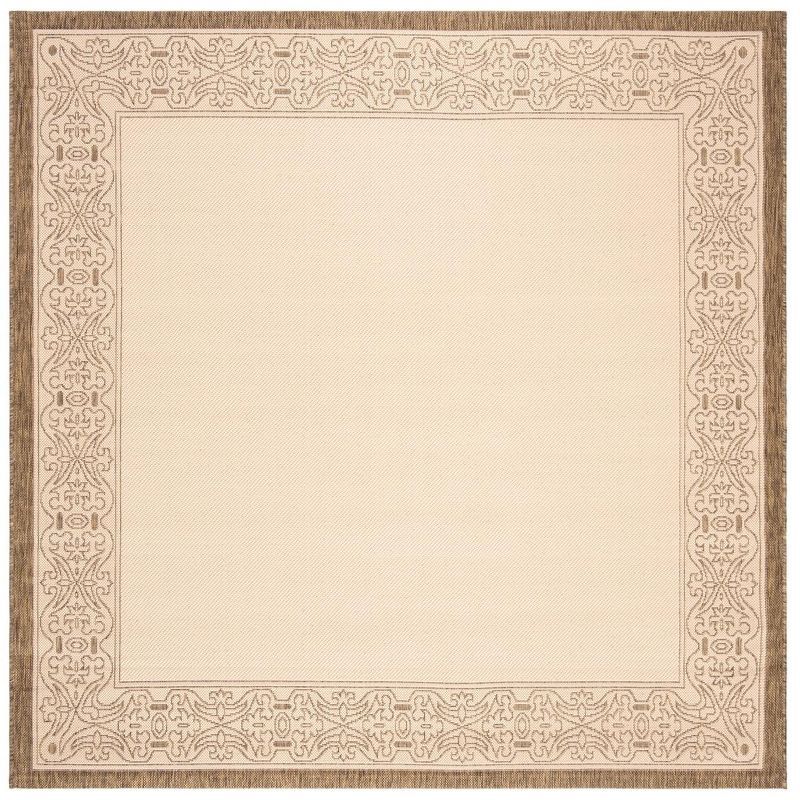 Courtyard Natural Beige Synthetic Square Outdoor Rug