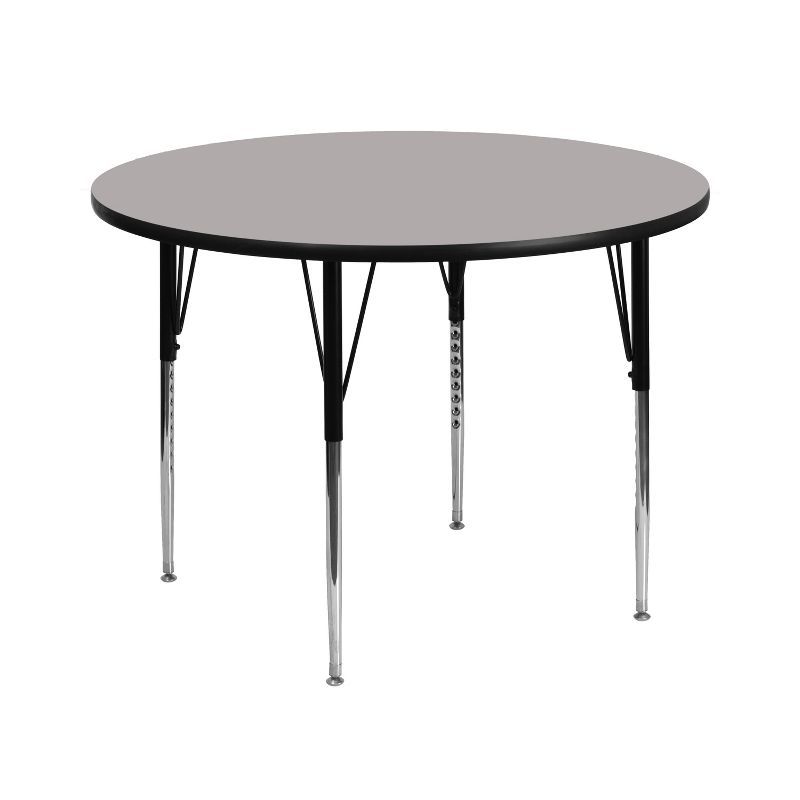 Gray Round Adjustable Laminate Activity Table with Steel Legs