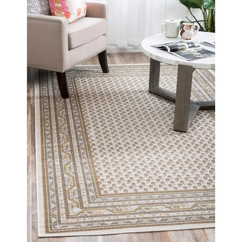 Beige Rectangular Flat Woven Stain-resistant Synthetic Rug, 6' x 9'