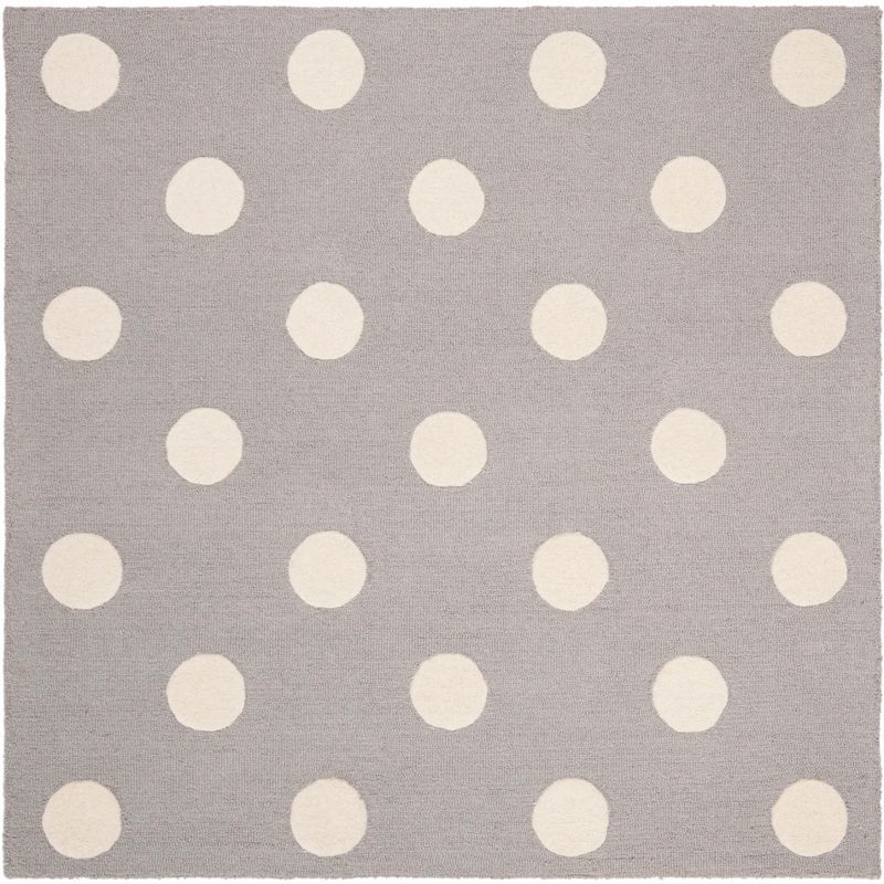 Ivory and Grey Hand-Tufted Wool Kids' Square Rug