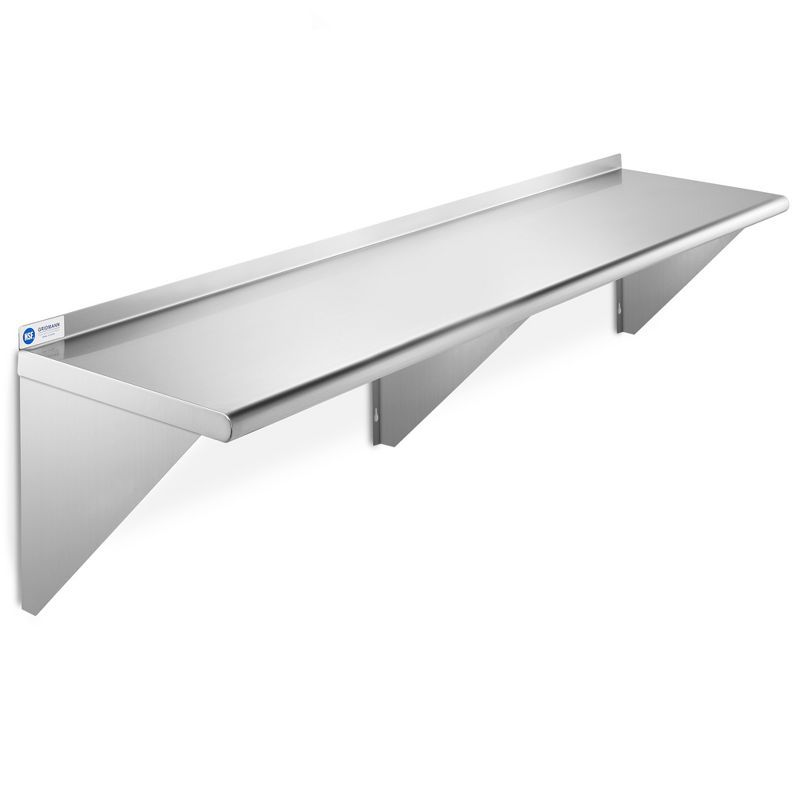 Commercial-Grade 60" Stainless Steel Wall-Mount Shelf with Backsplash