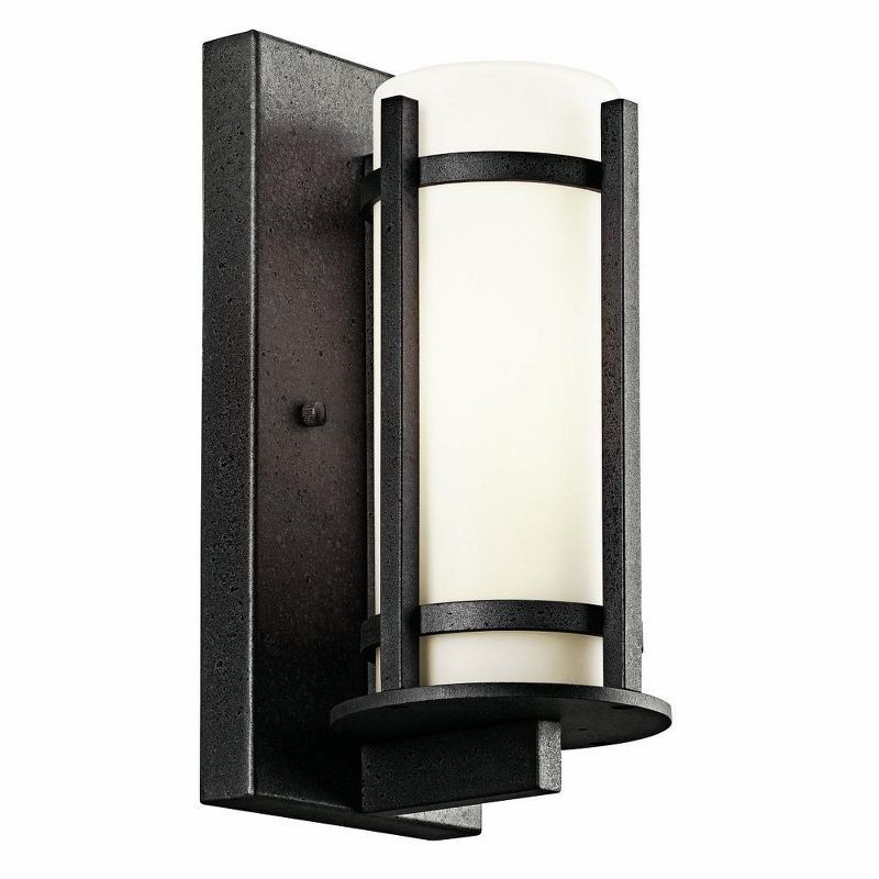 Rustic Black Iron Lantern Wall Light with White Shade