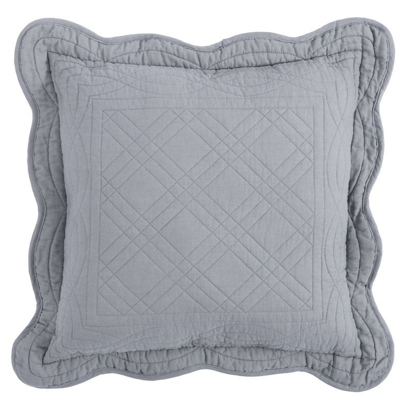 Florence 16" Gray Cotton Diamond-Quilted Square Pillow