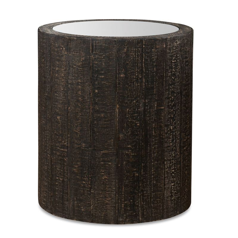 Sequoia Dark Walnut Round Mirrored Drum Table