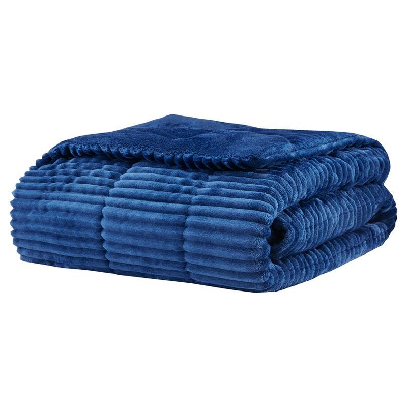 Navy Plush Ribbed Down Alternative Throw Blanket 60" x 70"