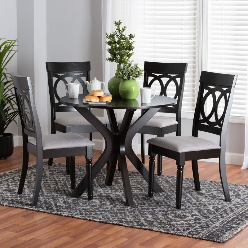 Jessie Modern Gray Fabric and Dark Wood Dining Set