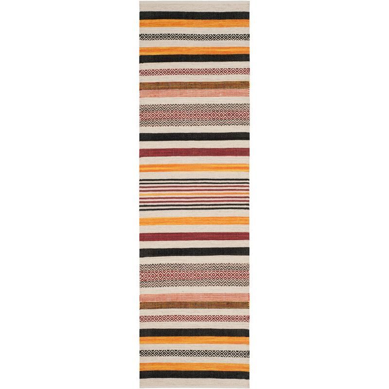 Handmade Red and Multicolor Cotton Flat Woven Runner Rug