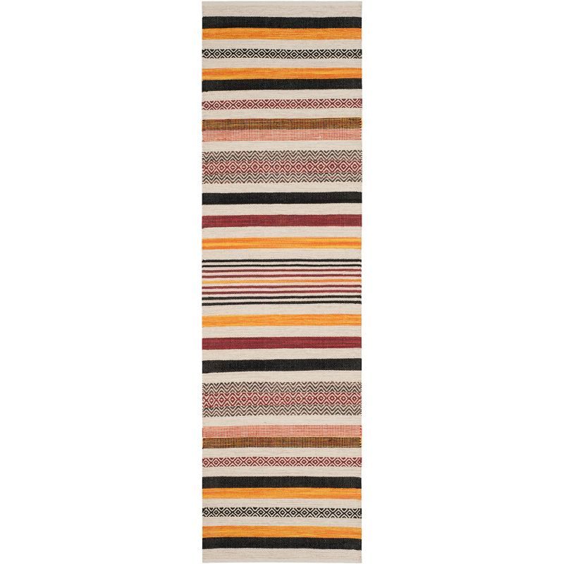 Handmade Red and Multicolor Cotton Flat Woven Runner Rug