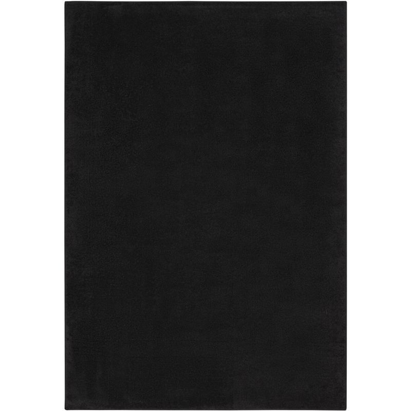 Black Solid Synthetic Reversible 4' x 6' Area Rug