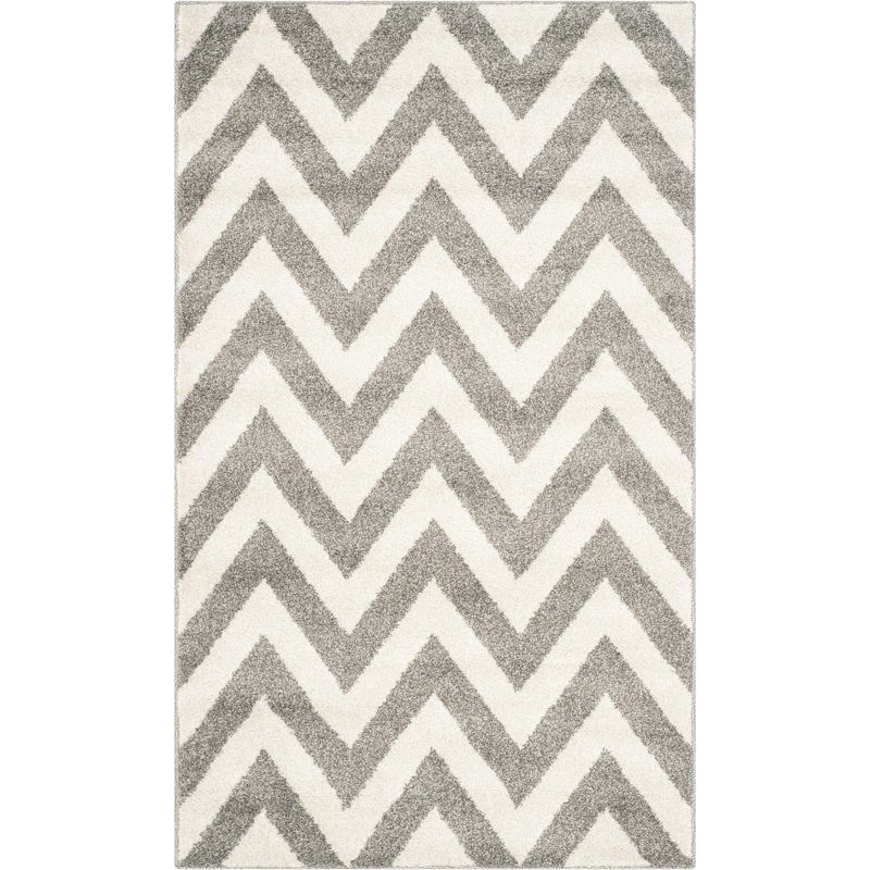 Reversible Chevron Dark Grey/Beige Hand-Knotted 3' x 5' Area Rug