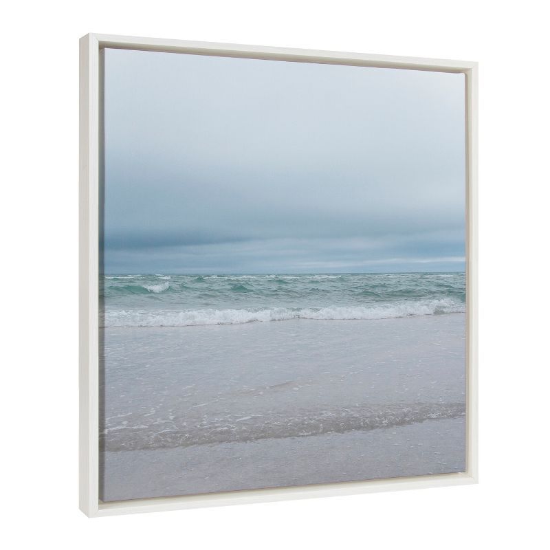 22" x 22" White Coastal Ocean Landscape Canvas Print