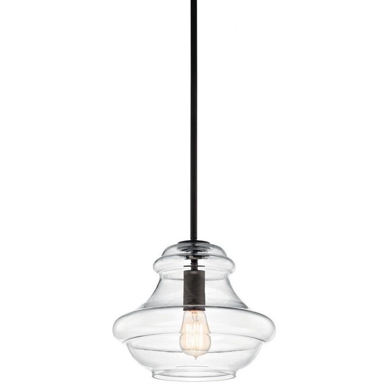 Everly 12" Distressed Bronze Schoolhouse Pendant Light