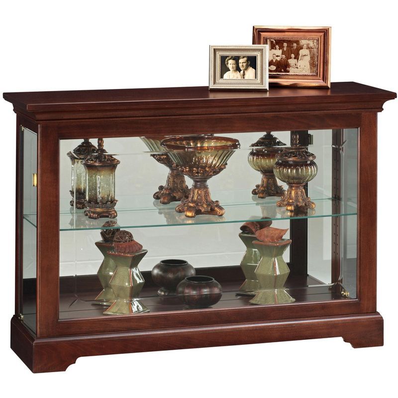 Cherry Bordeaux Lighted Glass Curio Cabinet